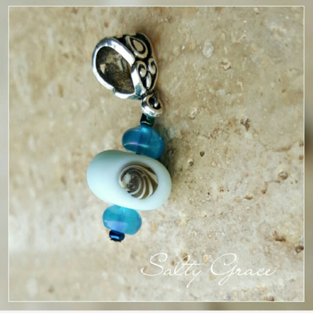 Shell beach glass charm